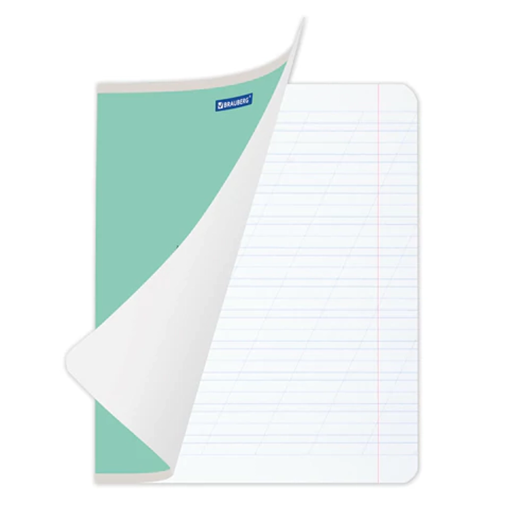 Тетрадь 12 л. BRAUBERG "КЛАССИКА NEW" косая линия с дополнительной горизонтальной, обложка картон, ЗЕЛЕНАЯ, 105687