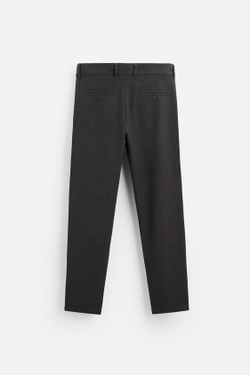 ZARA БРЮКИ КОМФОРТНОЙ ПОСАДКИ ИЗ РЕЛЬЕФНОЙ ТКАНИ, КОРИЧНЕВЫЙ С МЕЛАНЖЕВЫМ ЭФФЕКТОМ