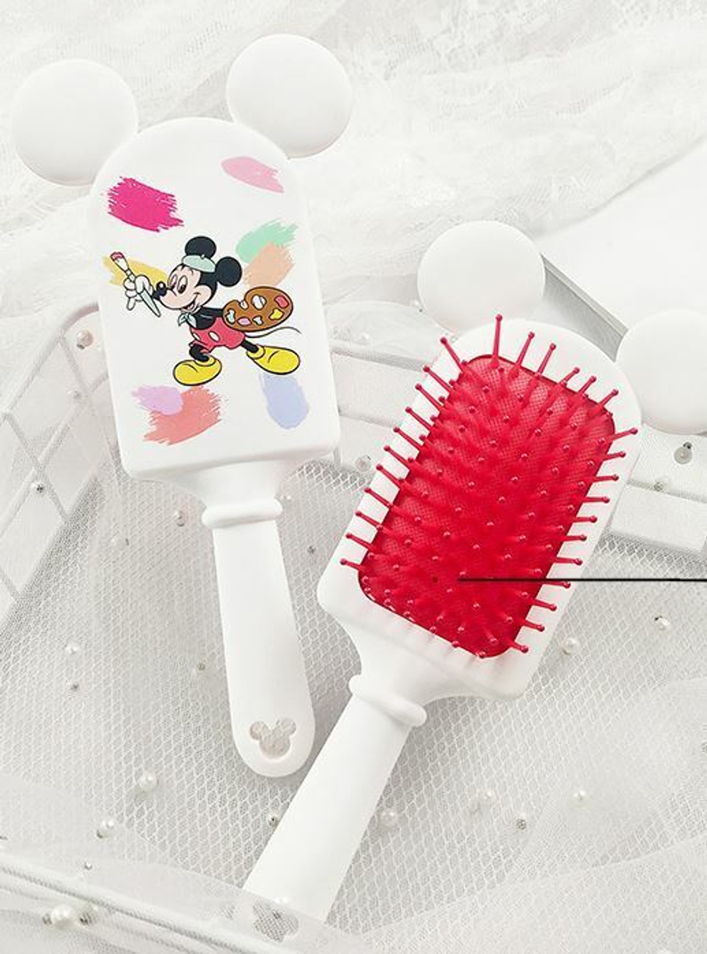SALE! Массажная расческа Disney Mickey Mouse, на мягкой подушечке,1 шт. Белый+ красный.