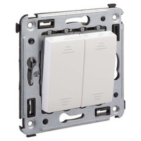 Выключатель двухклавишный в стену, "Avanti", "Белое облако"