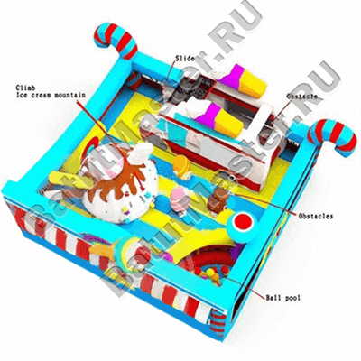 Коммерческий надувной батут "Мороженое" 6*6*3.5 м