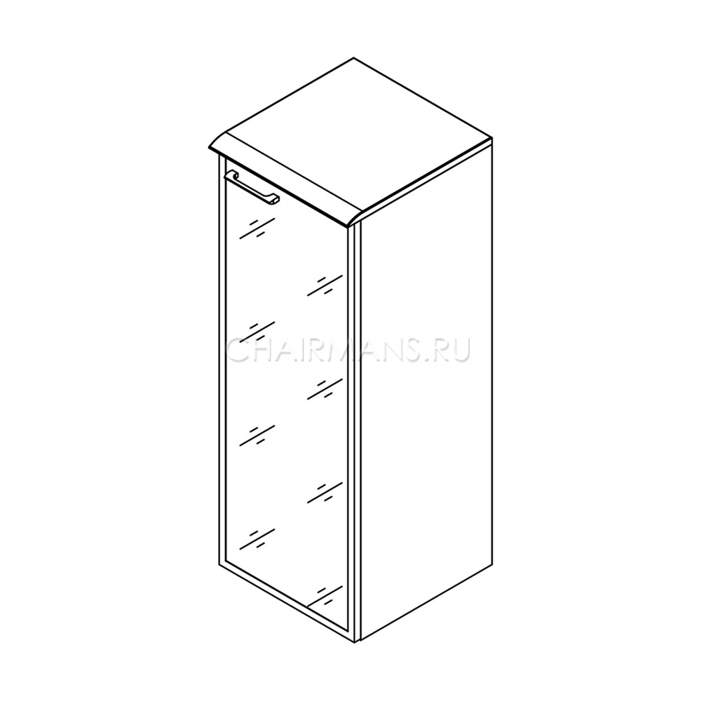 Шкаф колонка с стеклянной дверью в алюминиевой раме и топом Skyland WAVE WMC 42.7(R) дуб сонома