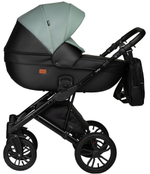 Детская коляска Indigo Mio Eco 2 в 1 05 черная кожа+шалфей кожа
