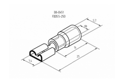 Плоская изолированная клемма REXANT гнездо 7.4 мм 4-6 кв.мм /РПИм 5,5-6, 100 шт 08-0451