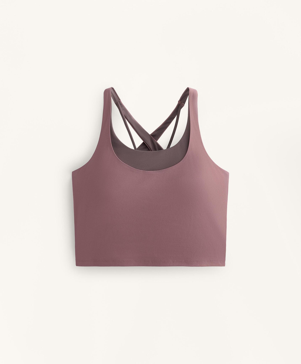 Oysho Спортивный топ без рукавов Comfortlux overlay, розовый/лиловый