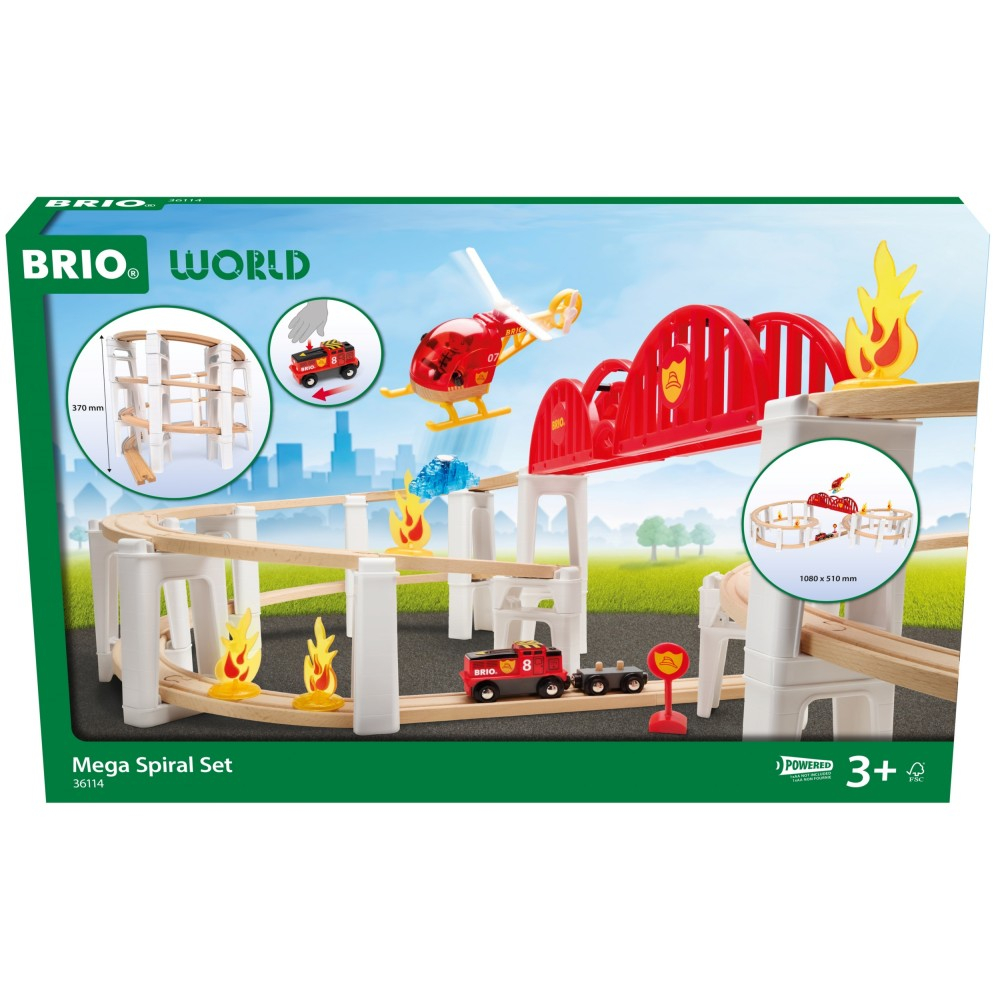 BRIO World - Большая деревянная железная дорога ПОЖАРНАЯ СЛУЖБА Набор MEGA SPIRALA 73 элемента 36114