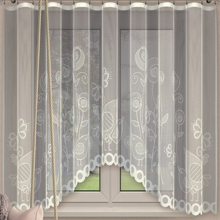 Занавеска "Ф. СОЛОВЬИНЫЕ ТРЕЛИ" на шторной ленте, цвет кремовый, Польша.