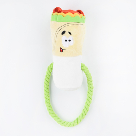 Игрушка Mr.Kranch для собак Шаурма плюшевая с канатиком  и пищалкой 21 см