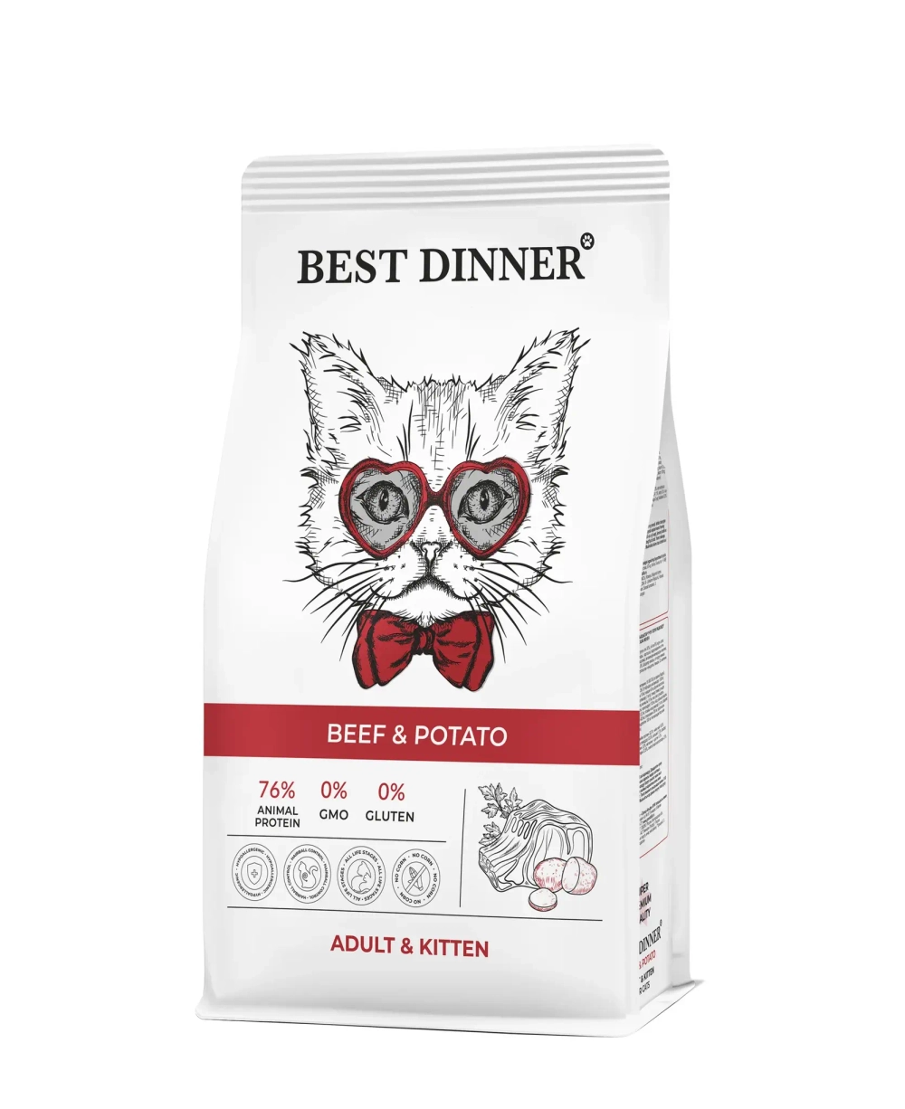 Сухой корм для кошек и котят с Говядиной и картофелем, 400г Best Dinner Adilt & Kitten Beef & Potato