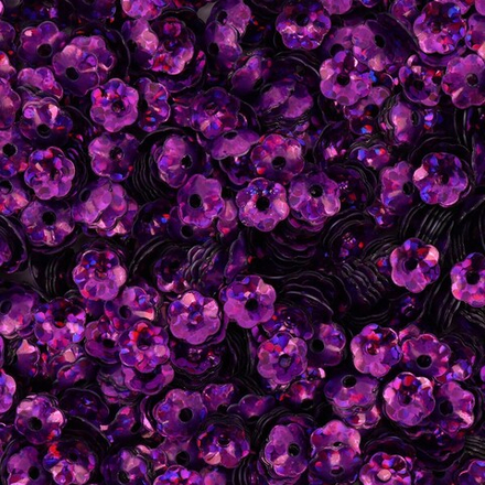 Пайетки 'Цветочки объемные (чаша)' # 387, 5мм, 10гр Астра (50127 сиреневый голограмма)