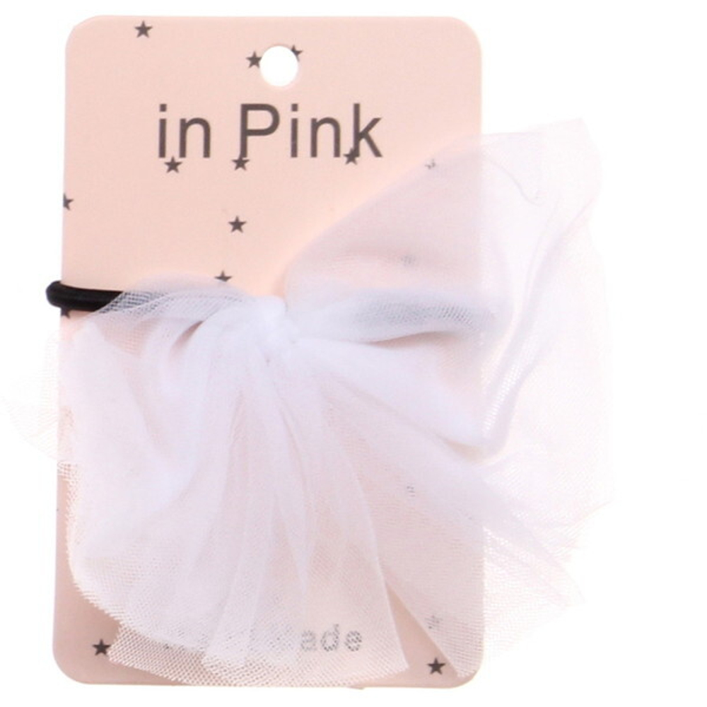 Резинка для волос 1шт «Pomp - Ева», микс 4 цвета( белый, пудровый, светло-голуб., светло-фиолет.), 12*9 см