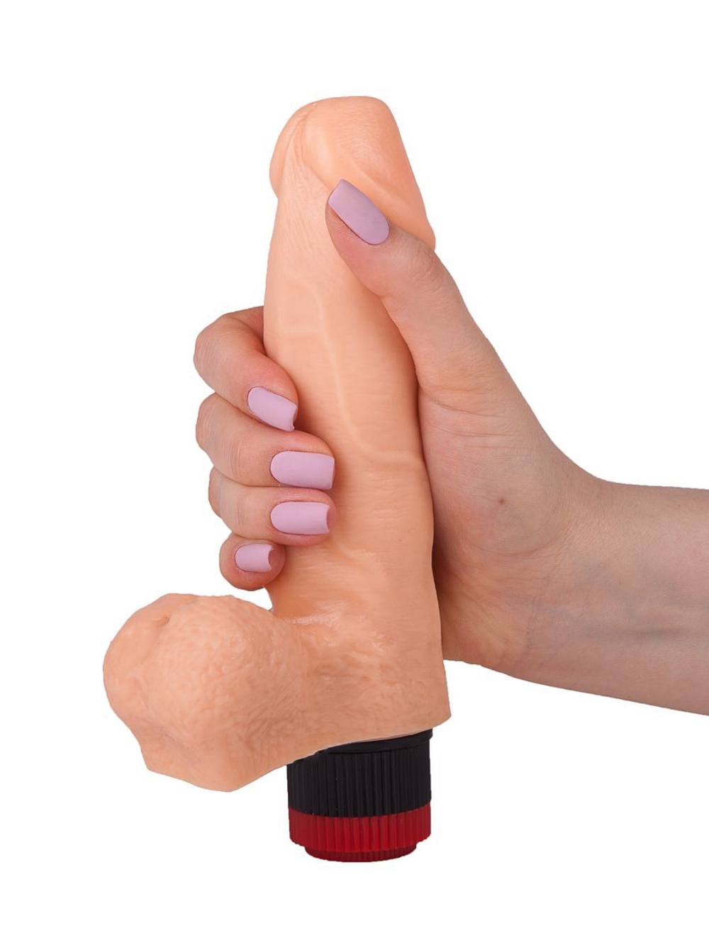 Реалистичный виброфаллос с мошонкой - 15,5 см. (Цвет: телесный)