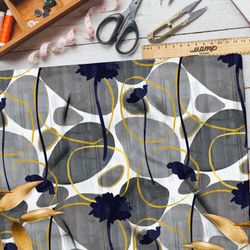 Ткань мембрана серые камни с золотом