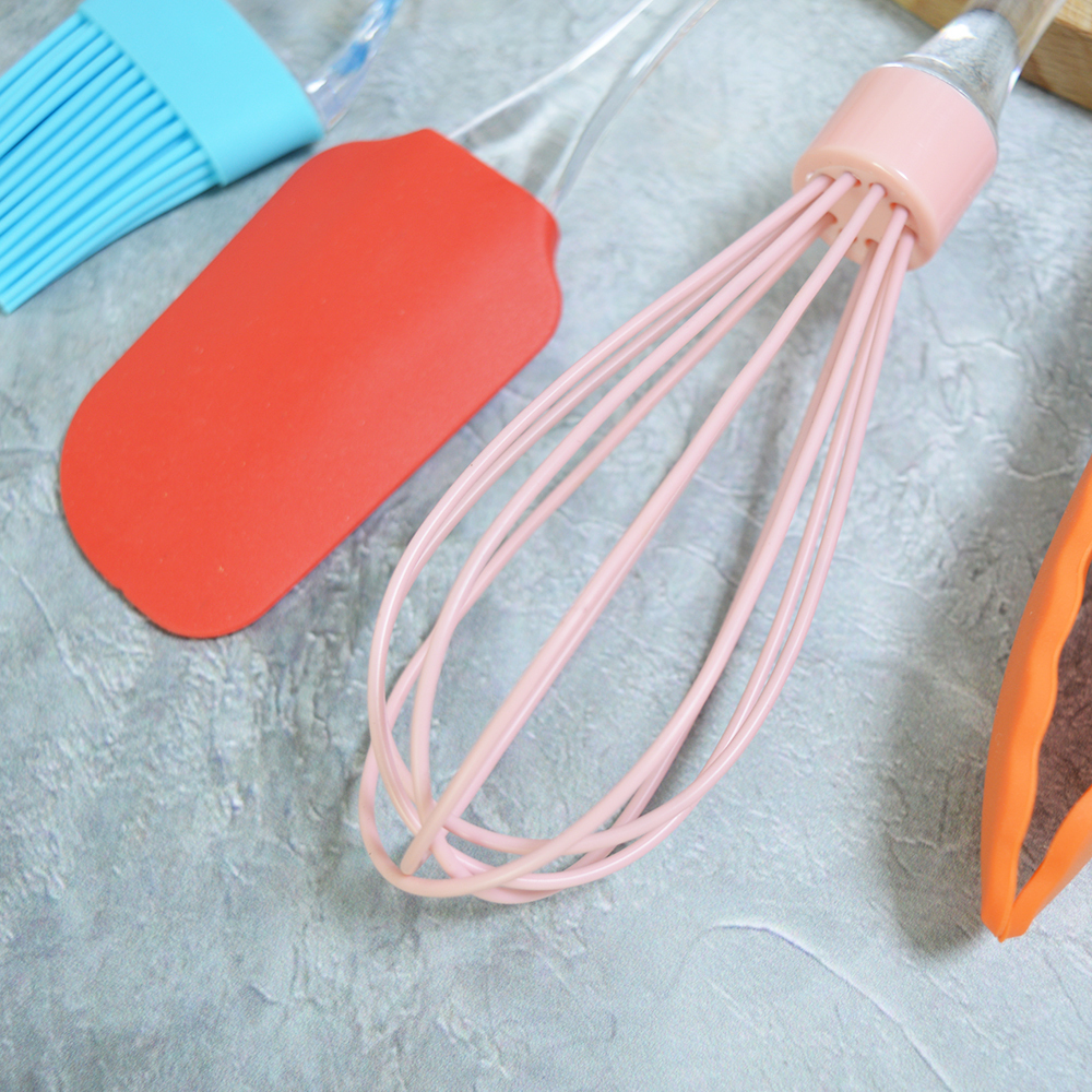 Набор кухонных принадлежностей из силикона, 4 предмета: кисточка 22*4,6см, ложка 25*5см, венчик