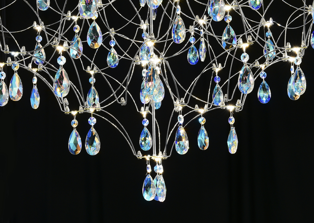 Подвесная люстра светодиодная с пультом и хрустальными подвесками K9 MyFar Allegria MR2641-66P-50СD