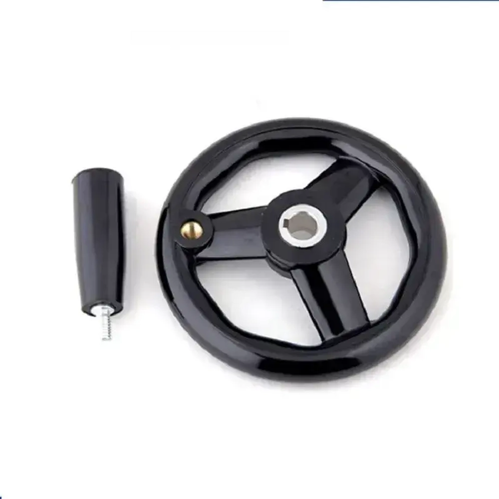 Маховик бакелит 200х18х6мм (Dxdxb) с 3-мя спицами, с ручкой