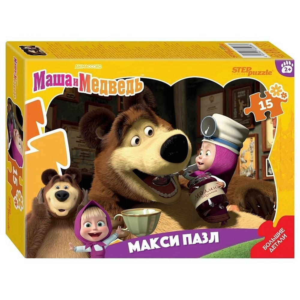 Макси-пазл 15эл. контурный "Маша и Медведь" (Степ пазл)