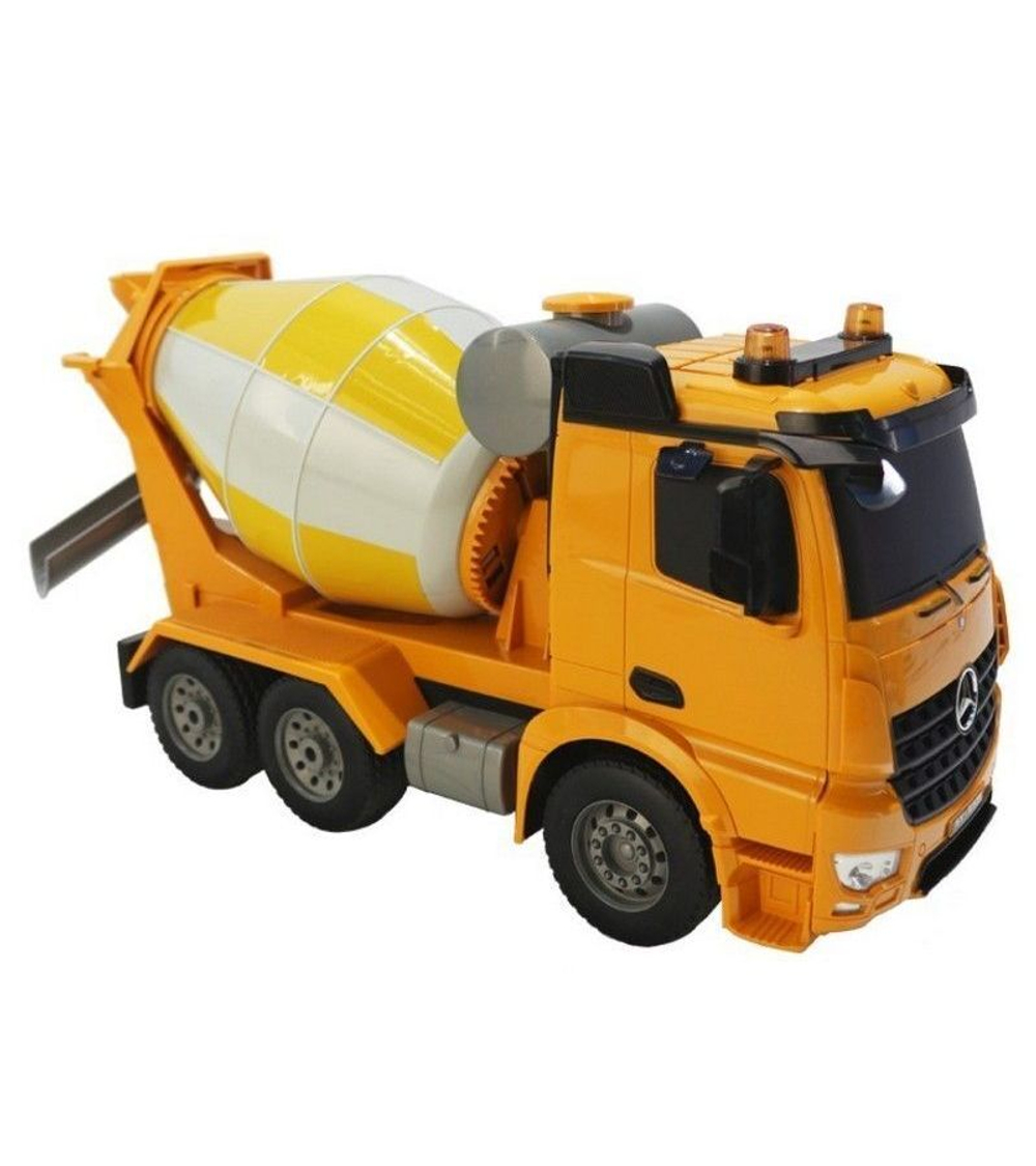 Радиоуправляемая бетономешалка Double Eagle Mercedes-Benz Arocs 1:20 с звуковыми эффектами и подъемным кузовом