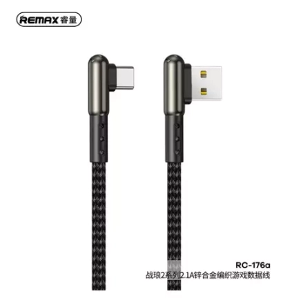 USB cable Type-C 1m Janlon 2 series Alloy Braided Gaming (RC-176a)(Remax) 2.1A black