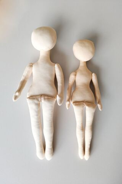 Мирон и Виктория, 33 и 30 см. Комплект заготовок интерьерных кукол из текстиля для хобби, рукоделия