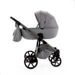Детская универсальная коляска Adamex NOLA Natura MOON-9 (2в1) - Светло-серая ткань, светло-серая экокожи
