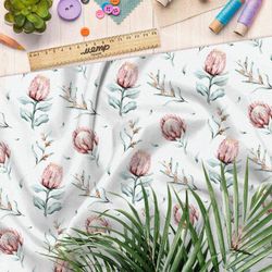 Ткань поплин цветок на стебле