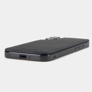 Чехол для iPhone 16 Plus из кожи теленка, черного цвета