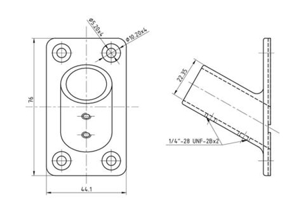 Основание стойки леера 7/8"(22,2 мм), 60 град, прямоугольное