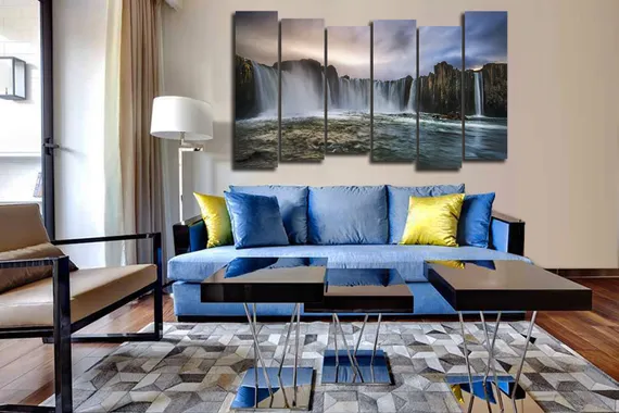 Модульная картина "Водопад вечером"