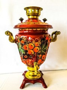 Самовар электрический трехлитровый с художественной росписью «Яблочный спас на красном»