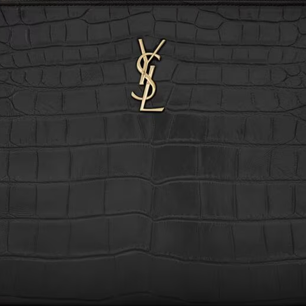 SAINT LAURENT Monogram Leather Tablet Bag Women"s Black