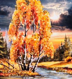 AMB-74/36 Картина «Красота природы» (с янтарной крошкой) дер.краш.рамка 12х15