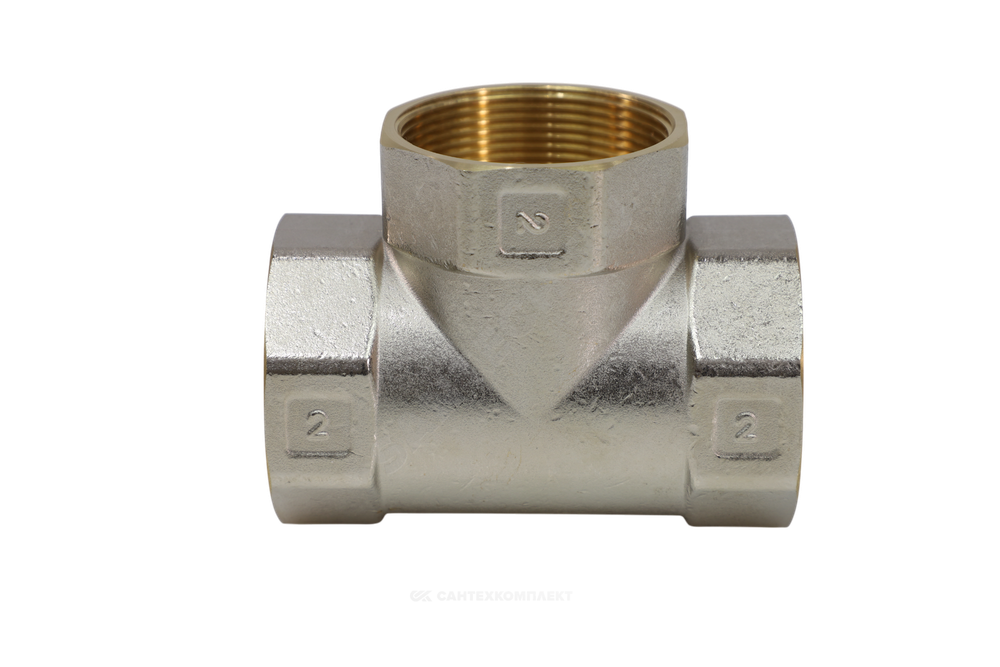 Тройник латунь никель Ду 20 (3/4") ВР/ВР 9007 ГОСТ 32585-2013 Aquasfera 9007-02