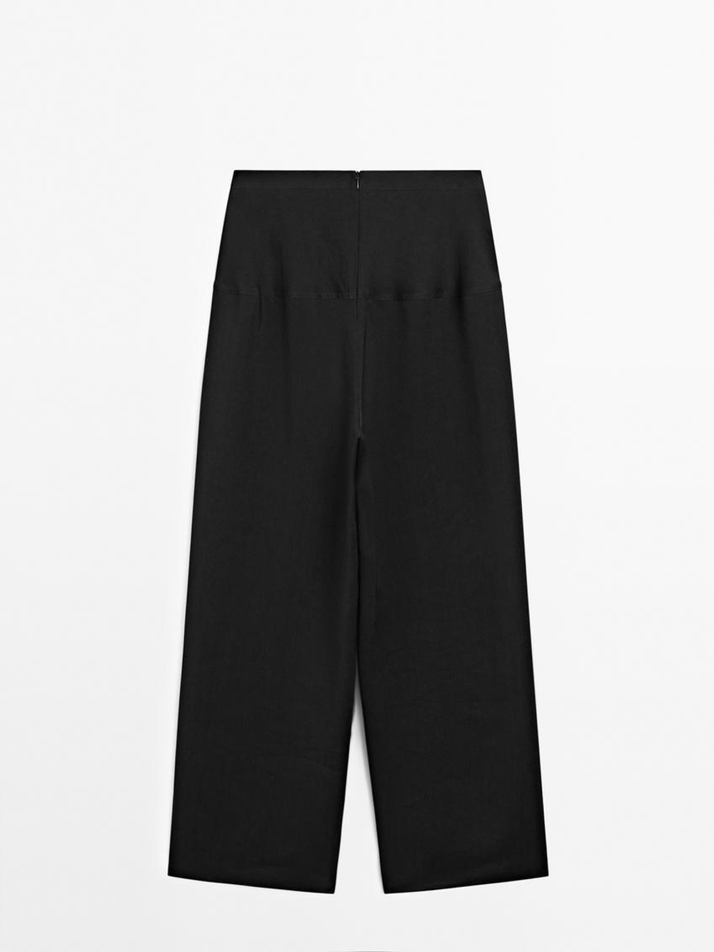 Massimo Dutti Брюки из льняной смеси с поясом-корсетом - Limited Edition, черный