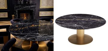 Круглый обеденный стол c чёрной мраморной столешницей UNICO by Knoxx