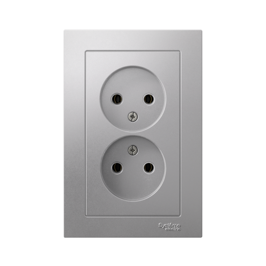 Розетка 2-м СП AtlasDesign 16А IP20 без заземл. в сборе алюм. SE ATN000320