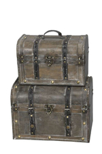 Набор из 2-х декоративных сундуков серо-коричневые 30x19x20см/35x23,5x25см+4,5/5см ру