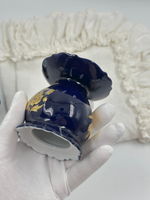 Подсвечник кобальтовый с золотыми розами