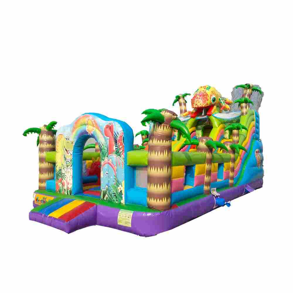 Коммерческий надувной батут "Хамелеон и динозавры", 10x5x5.5 м.