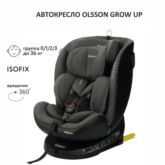 Автокресло Olsson Grow Up Grey Isofix 0+/1/2/3 (0-36 кг)