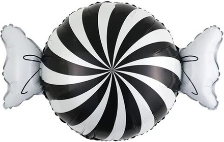 Шар (24""/76 см) Фигура, Конфета, Черный/Белый, 1 шт. Б38