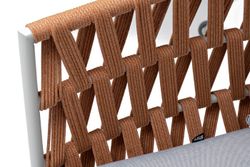 "Диего" диван 2-местный плетеный из роупа, каркас алюминий светло-серый (RAL7035) муар, роуп оранжевый меланж круглый, ткань светло-серая