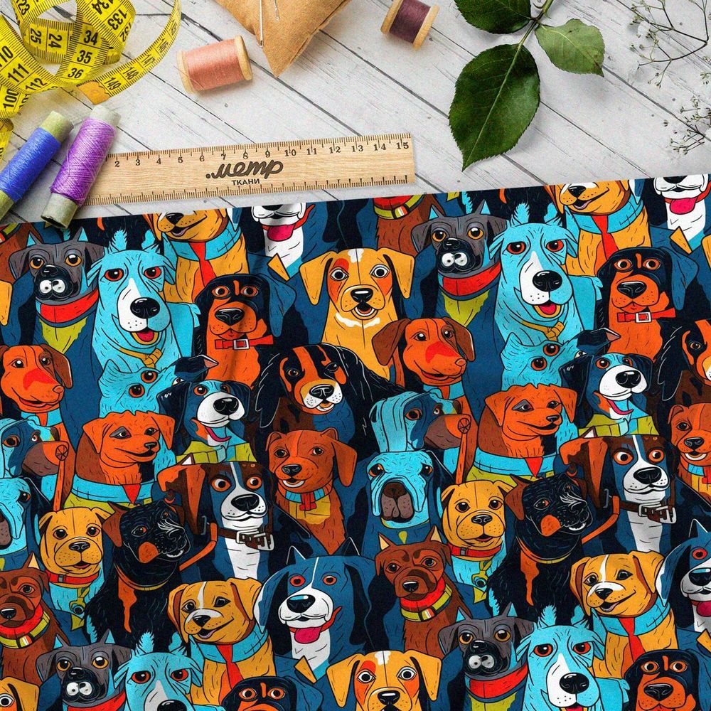 Ткань премиум таффета мультяшные собаки