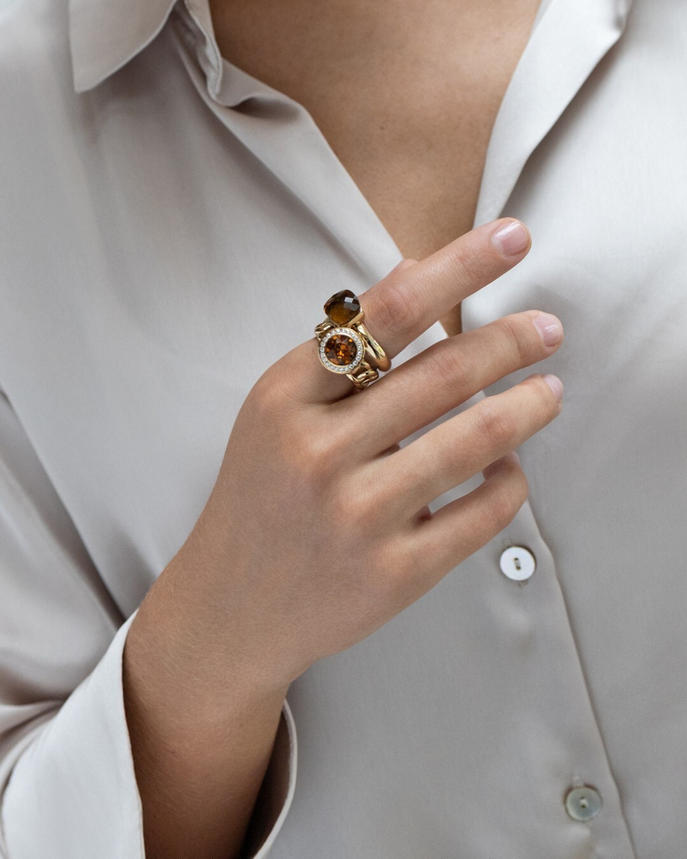 Кольцо Qudo FIRENZE 17.2 (G) Smoked Topaz 107001/40-5108 17.2 размер 17,2