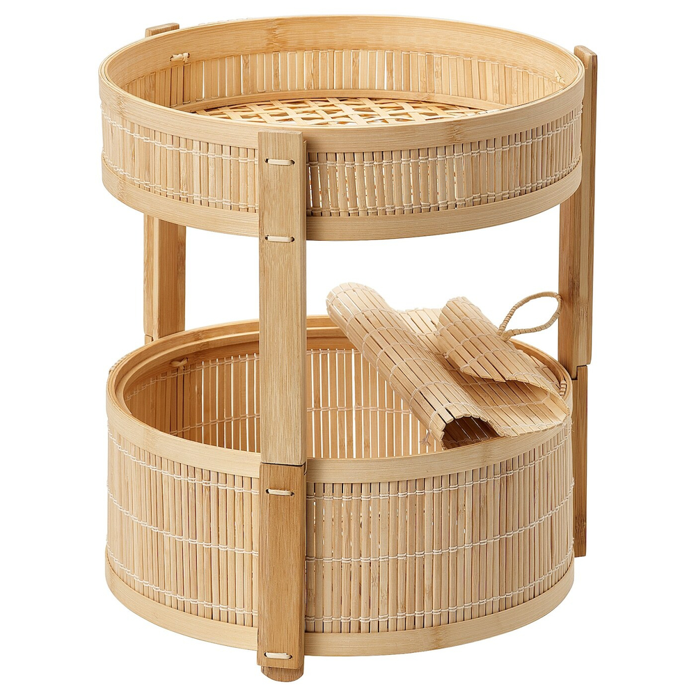 IKEA KANELMOTT  (ИКЕА КАНЕЛМОТТ)  -  Корзина для фруктов и овощей, комплект из 2 штук, бамбук