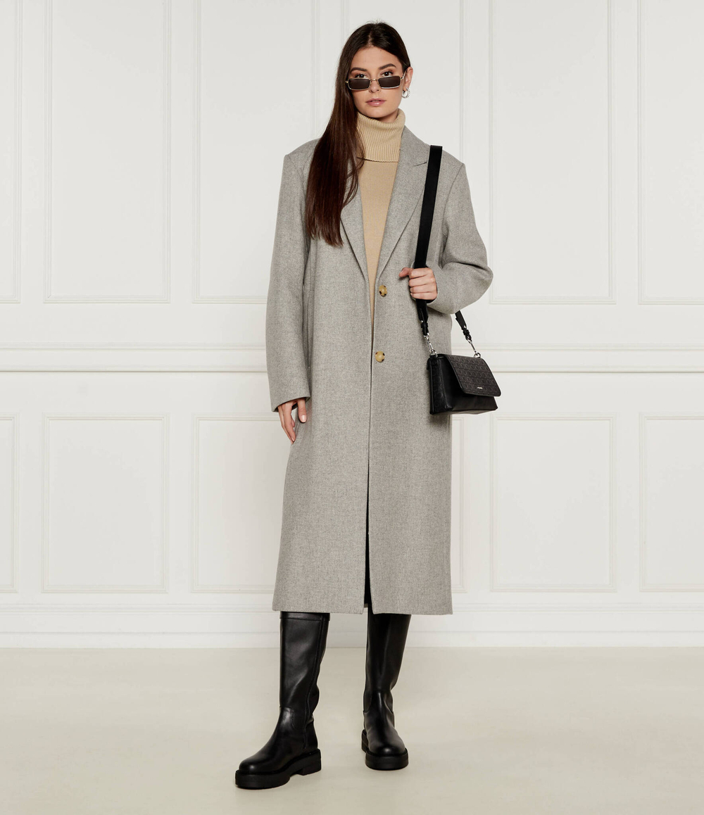 Хлопковое пальто BOSS BLACK - серый(50524472)