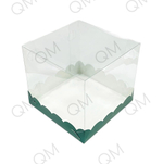 Коробка под кулич с прозрачным куполом 150*150*140 мм (зелёная матовая), 10шт