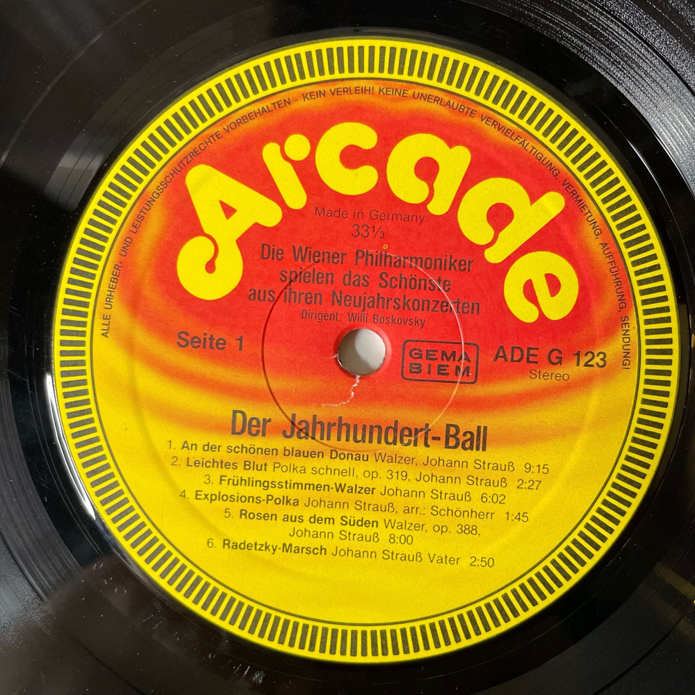 Винтажная виниловая пластинка LP Die Wiener Philharmoniker, Вилли Босковски, Willi Boskovsky, Der Jahrhundert Ball (Германия 1981)