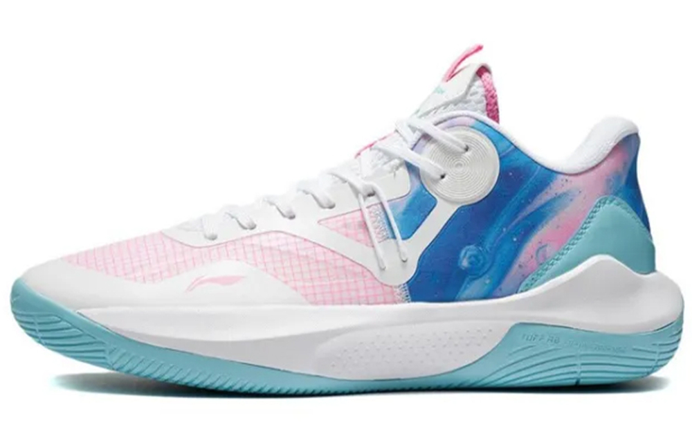 Li Ning Sonic 9 Team Cotton Candy Textile, Synthetic Leather Cushioning Breathable Rebound Low top Basketball Shoes