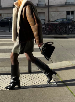 Короткая дубленка с эффектом старения